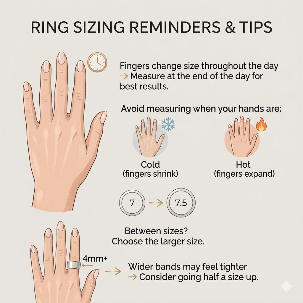 Ring sizing reminders and tips