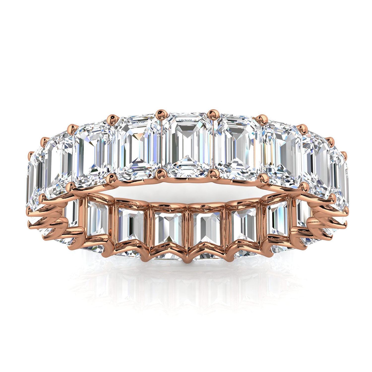4.1mm Emerald-Cut 3.9 CWT Diamond Full Eternity Statement Ring in 18K Rose Gold Ring