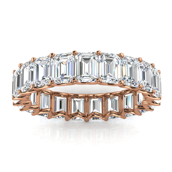 4.1mm Emerald-Cut 3.9 CWT Diamond Full Eternity Statement Ring in 18K Rose Gold Ring