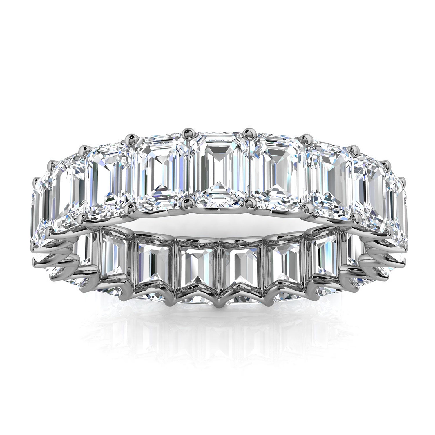 4.1mm Emerald-Cut 3.9 CTW Diamond Full Eternity Statement Ring in 18K White Gold Ring