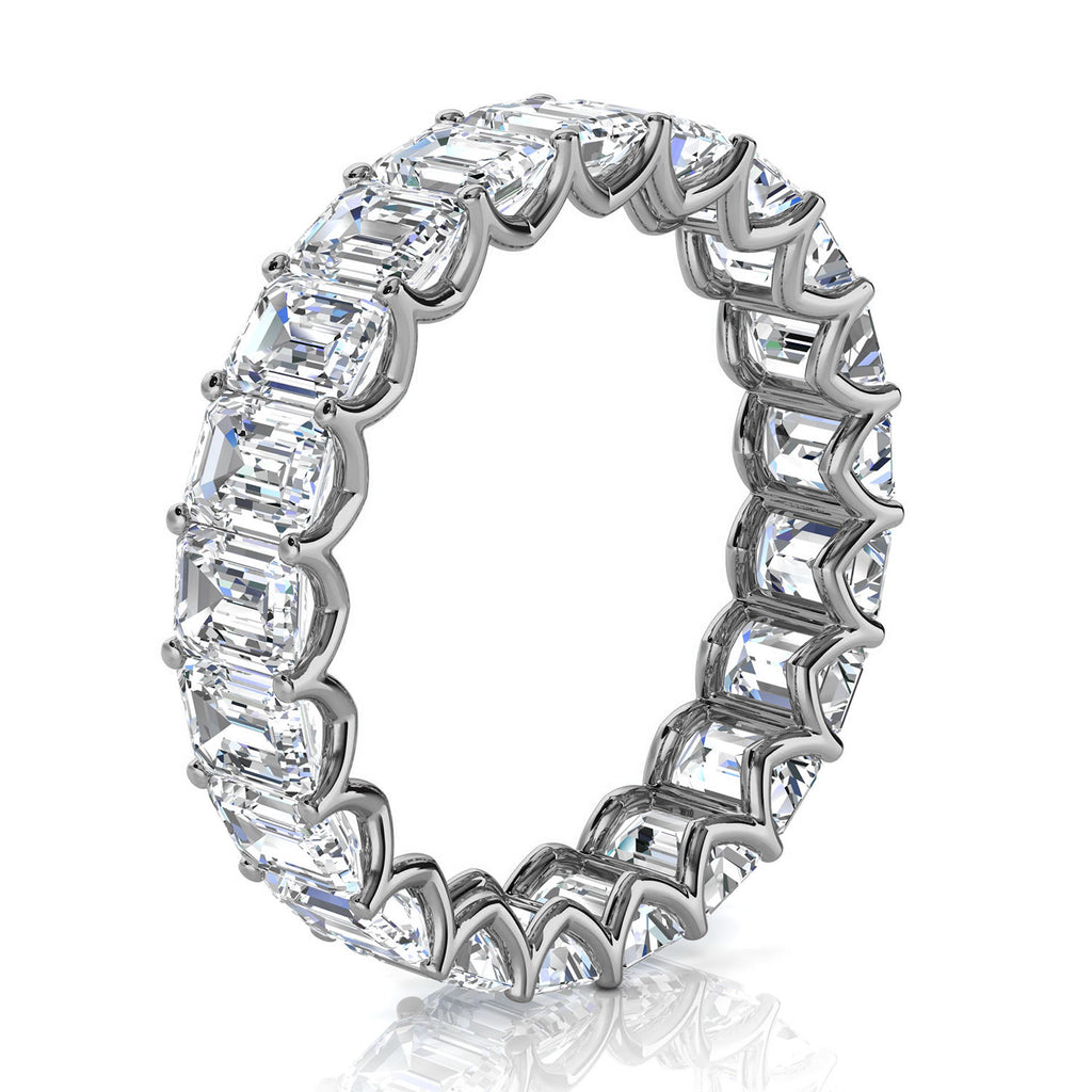4.1mm Emerald-Cut 3.9 CTW Diamond Full Eternity Statement Ring in 18K White Gold Ring