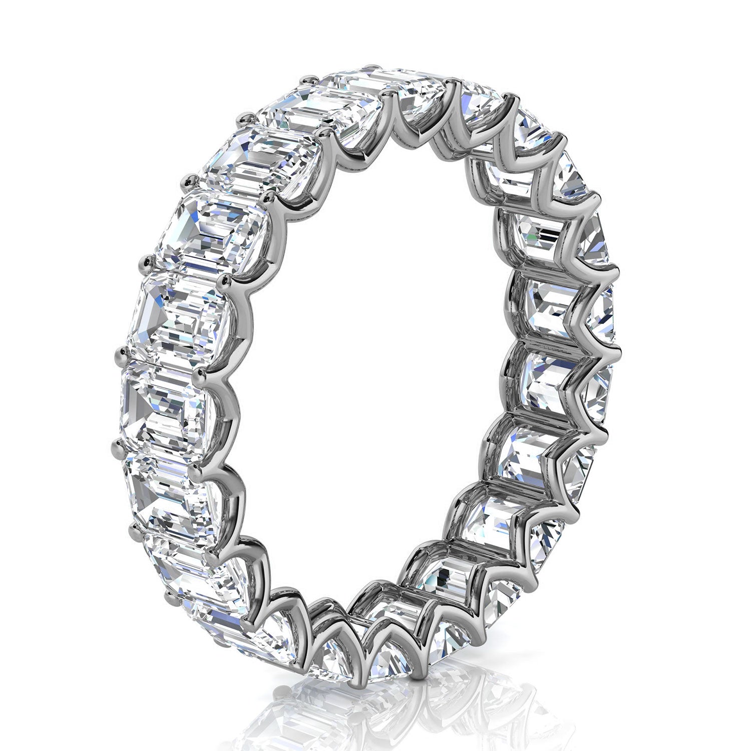 4.1mm Emerald-Cut 3.9 CTW Diamond Full Eternity Statement Ring in 18K White Gold Ring
