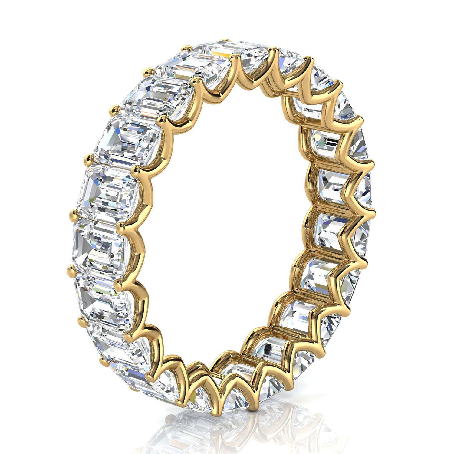 4.1mm Emerald-Cut 3.9 CWT Diamond Full Eternity Statement Ring in 18K Yellow Gold Ring