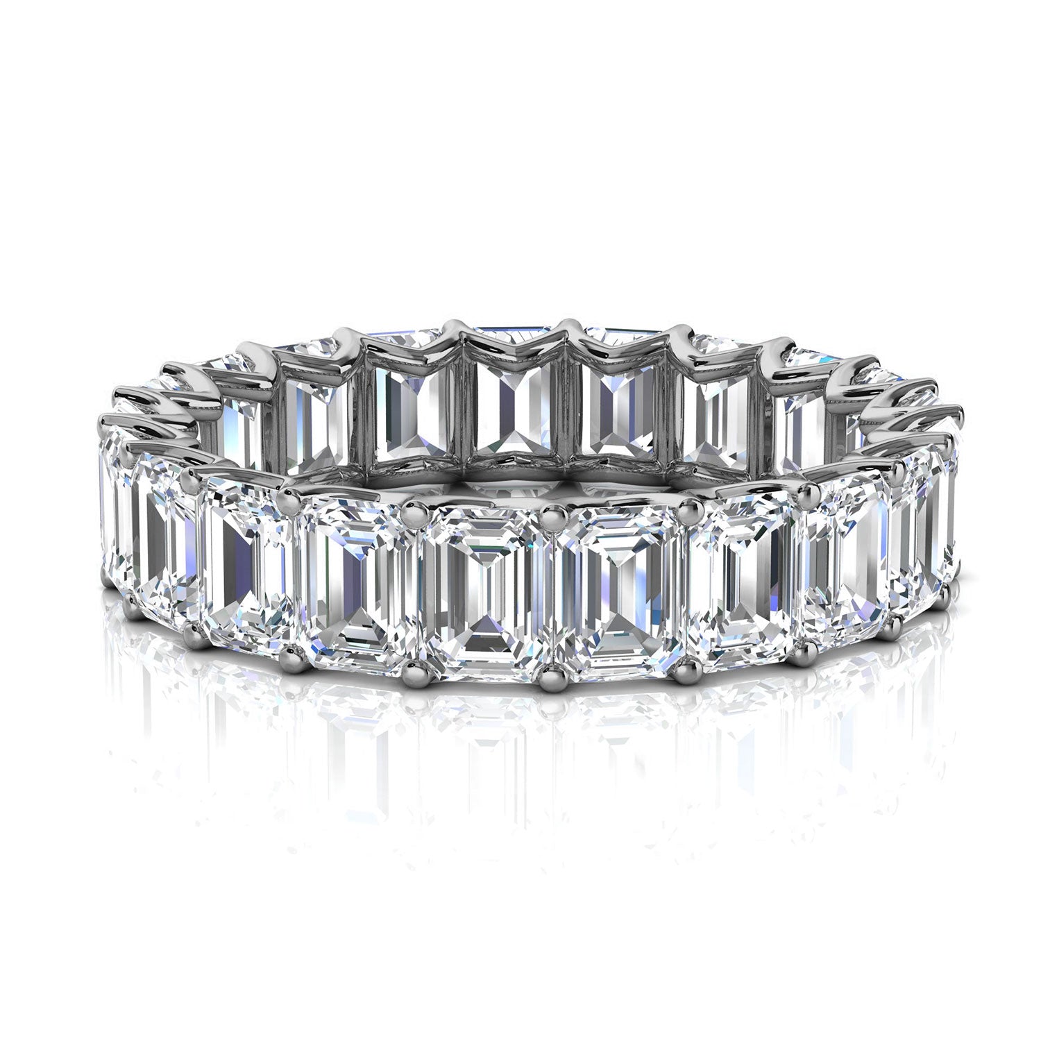 4.1mm Emerald-Cut 3.9 CWT Diamond Full Eternity Statement Ring in Solid Platinum Ring