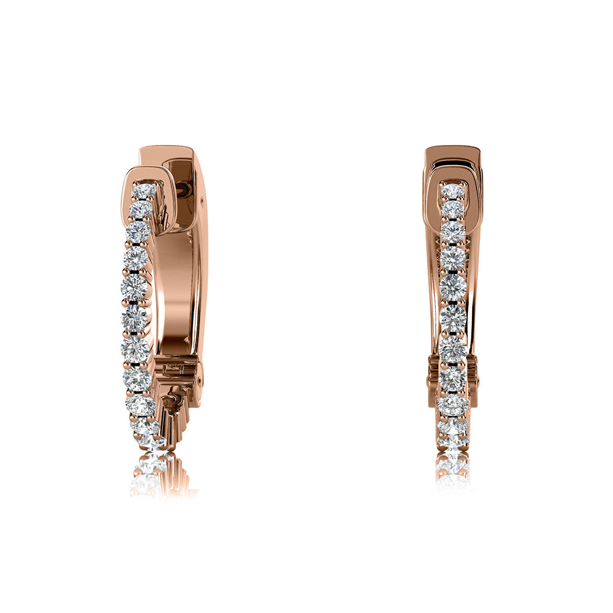 The Nova Huggie: 1.00 CTW Round Lab-Grown Diamond Shared-Prong Hoop Earrings 18K Gold