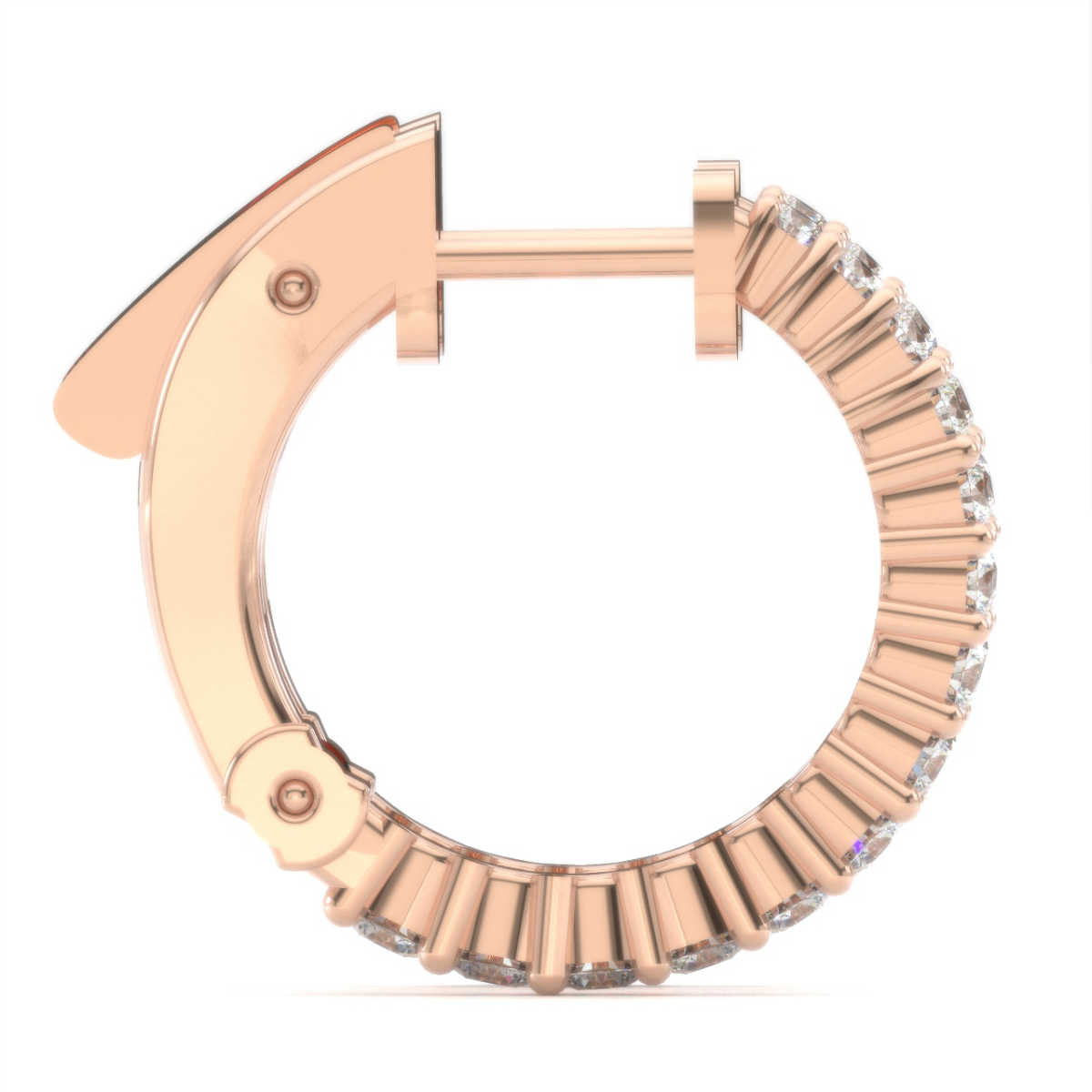 The Nova Huggie: 1.00 CTW Round Lab-Grown Diamond Shared-Prong Hoop Earrings 18K Gold