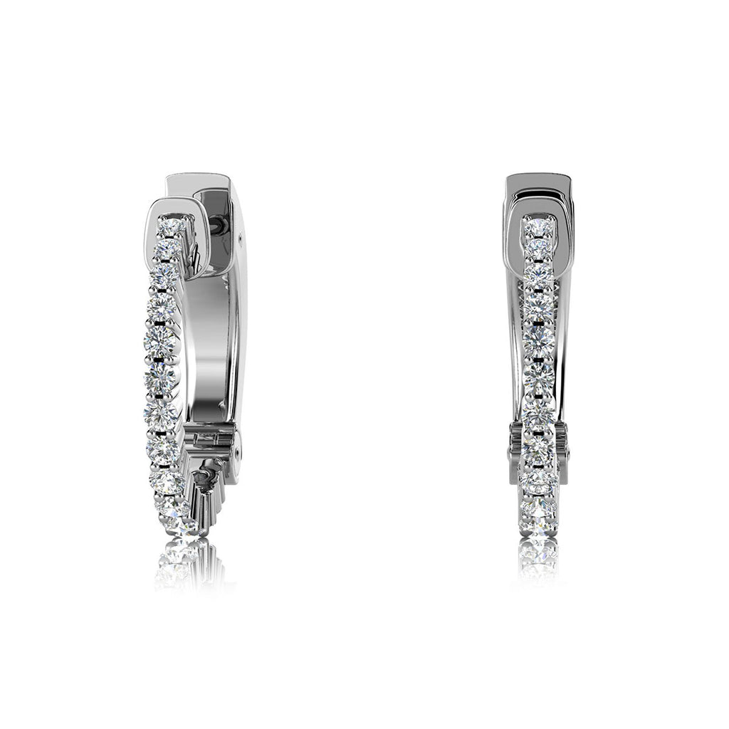 The Nova Huggie: 1.00 CTW Round Lab-Grown Diamond Shared-Prong Hoop Earrings 18K Gold