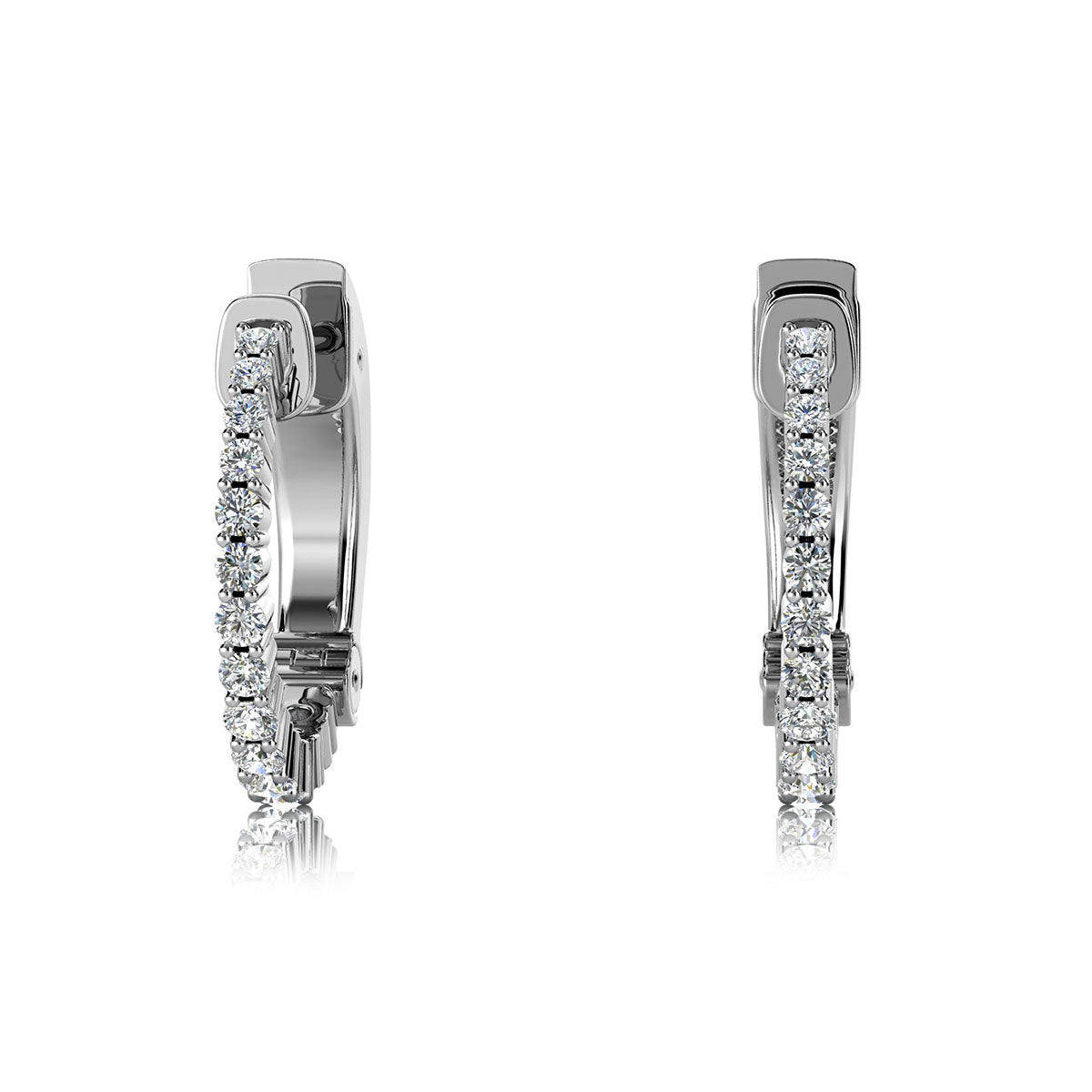 The Nova Huggie: 1.00 CTW Round Lab-Grown Diamond Shared-Prong Hoop Earrings 18K Gold