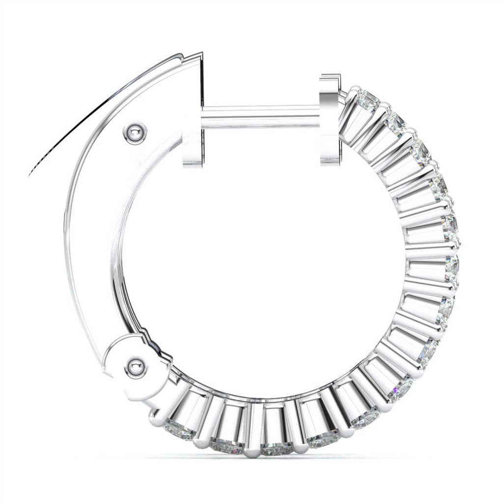 The Nova Huggie: 1.00 CTW Round Lab-Grown Diamond Shared-Prong Hoop Earrings 18K Gold