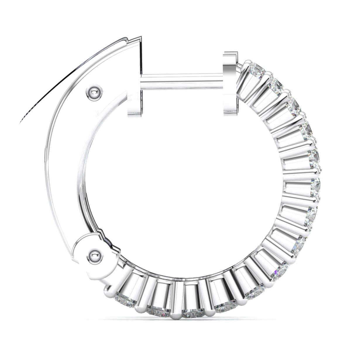 The Nova Huggie: 1.00 CTW Round Lab-Grown Diamond Shared-Prong Hoop Earrings 18K Gold