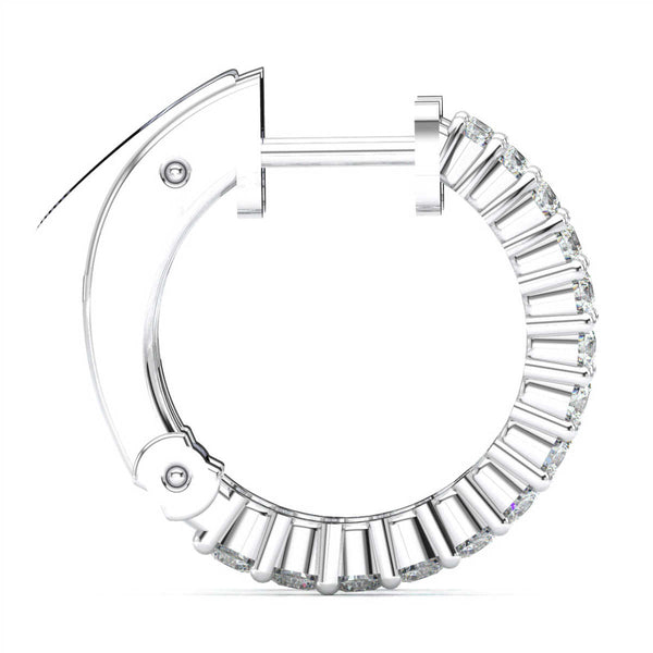 The Nova Huggie: 1.00 CTW Round Lab-Grown Diamond Shared-Prong Hoop Earrings 18K Gold