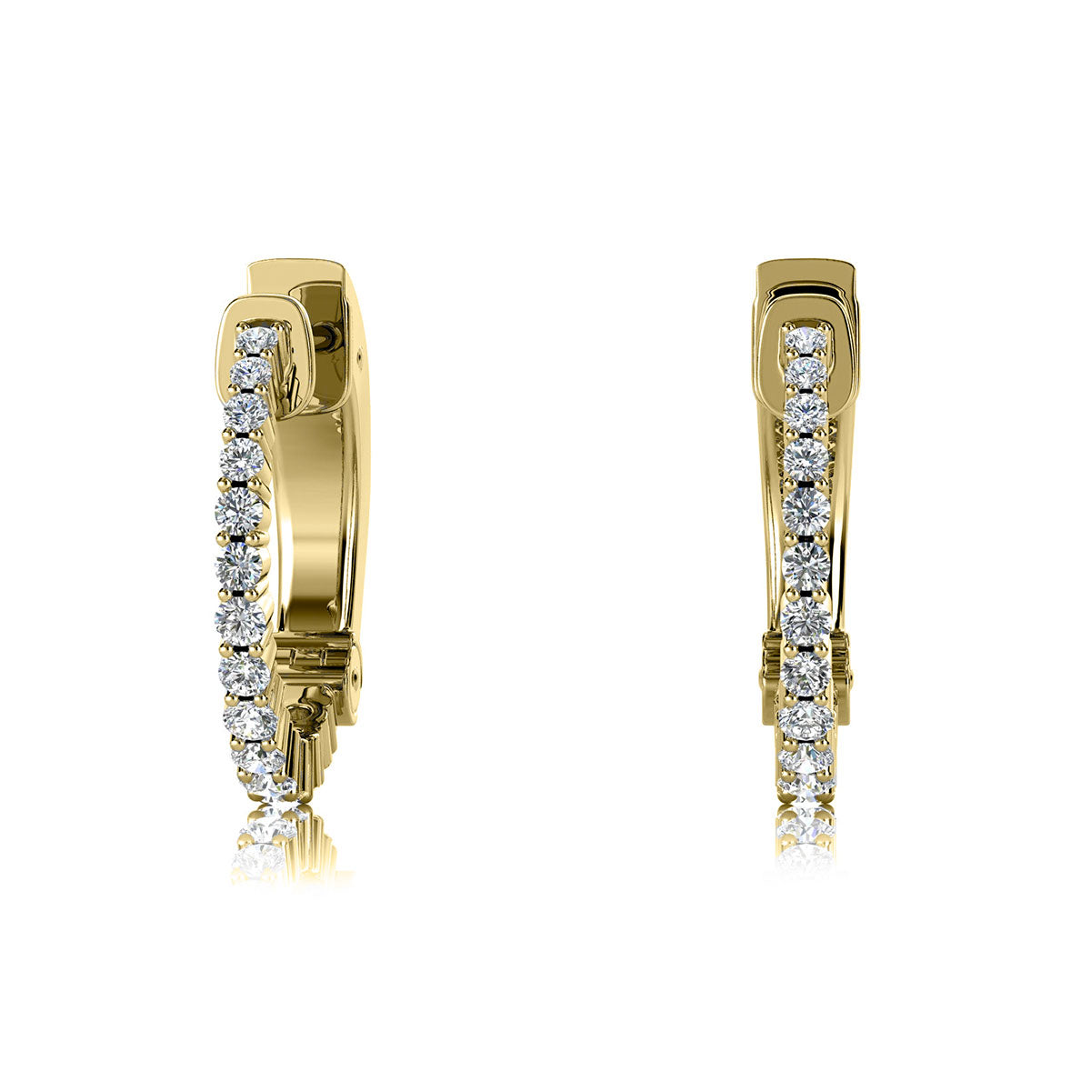 The Nova Huggie: 1.00 CTW Round Lab-Grown Diamond Shared-Prong Hoop Earrings 18K Gold