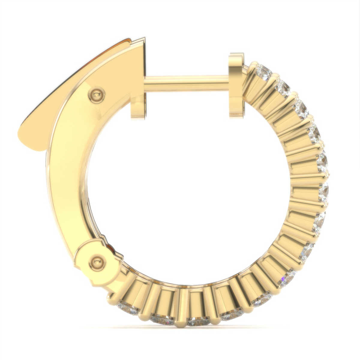 The Nova Huggie: 1.00 CTW Round Lab-Grown Diamond Shared-Prong Hoop Earrings 18K Gold
