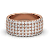 1.71 CTW Round Brilliant Cut Diamond 5-Row Pave Wide Cigar Band in 18K Rose Gold