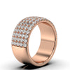 1.71 CTW Round Brilliant Cut Diamond 5-Row Pave Wide Cigar Band in 18K Rose Gold