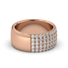 1.71 CTW Round Brilliant Cut Diamond 5-Row Pave Wide Cigar Band in 18K Rose Gold