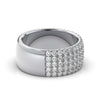 1.71 CTW Round Brilliant Cut Diamond 5-Row Pave Wide Cigar Band in Platinum Ring
