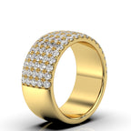 1.71 CTW Round Brilliant Cut Diamond 5-Row Pave Wide Cigar Band in 14K Yellow Gold