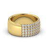 1.71 CTW Round Brilliant Cut Diamond 5-Row Pave Wide Cigar Band in 14K Yellow Gold