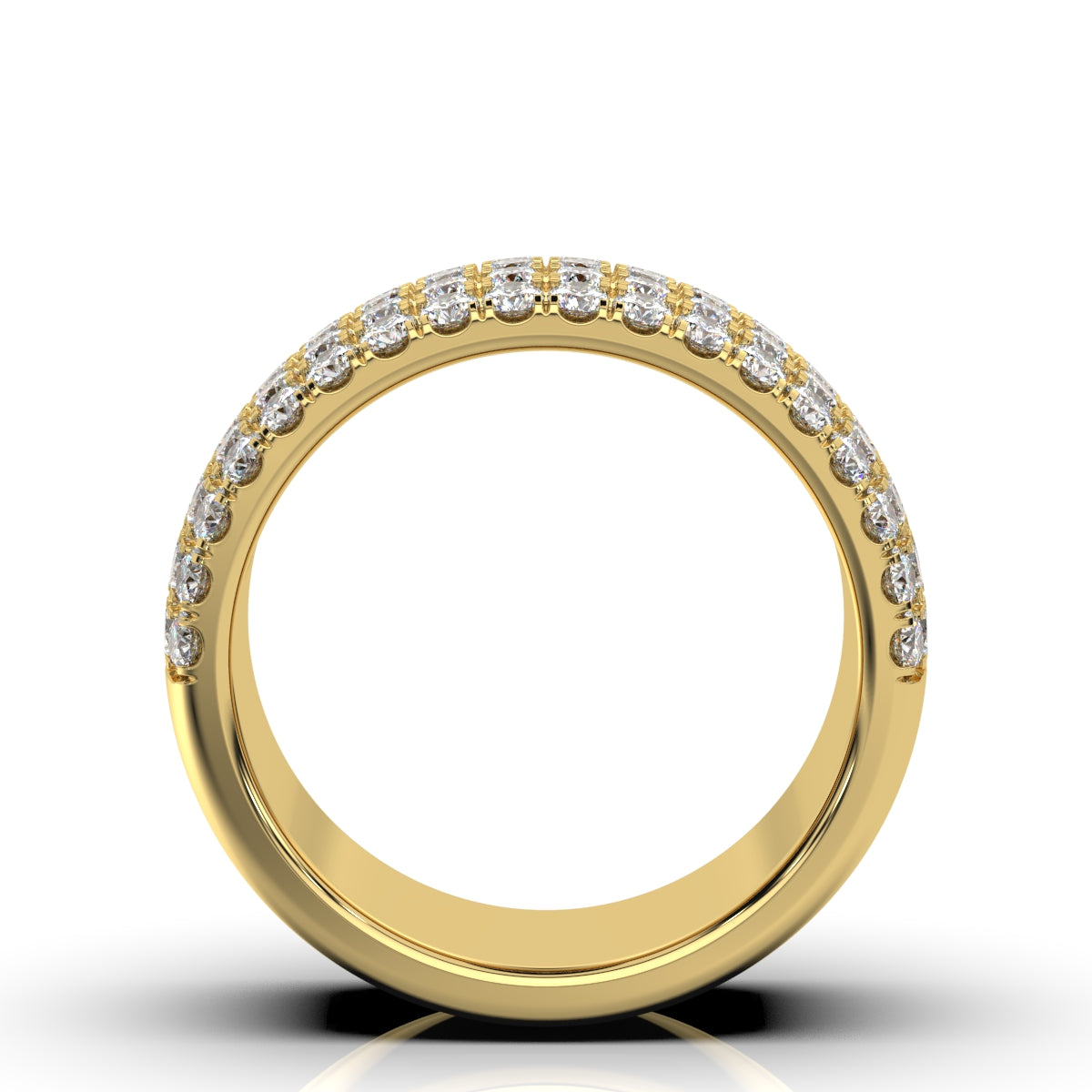 1.71 CTW Round Brilliant Cut Diamond 5-Row Pave Wide Cigar Band in 14K Yellow Gold