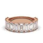 3.77 CTW Emerald-Cut Diamond Shared-Prong Half-Eternity Band in 14K Rose Gold Ring