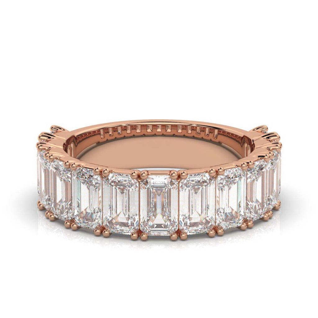 3.77 CTW Emerald-Cut Diamond Shared-Prong Half-Eternity Band in 14K Rose Gold Ring
