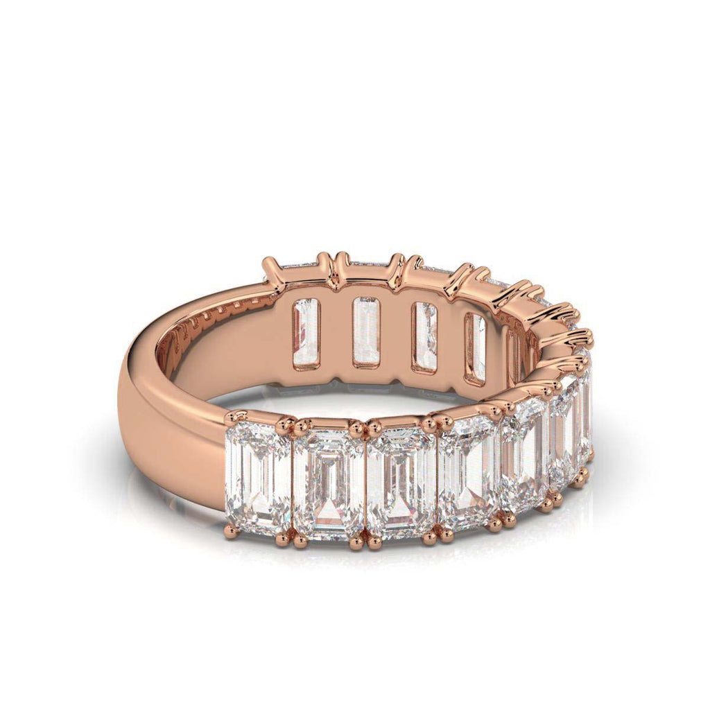 3.77 CTW Emerald-Cut Diamond Shared-Prong Half-Eternity Band in 14K Rose Gold Ring