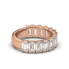3.77 CTW Emerald-Cut Diamond Shared-Prong Half-Eternity Band in 14K Rose Gold Ring
