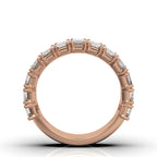 3.77 CTW Emerald-Cut Diamond Shared-Prong Half-Eternity Band in 14K Rose Gold Ring