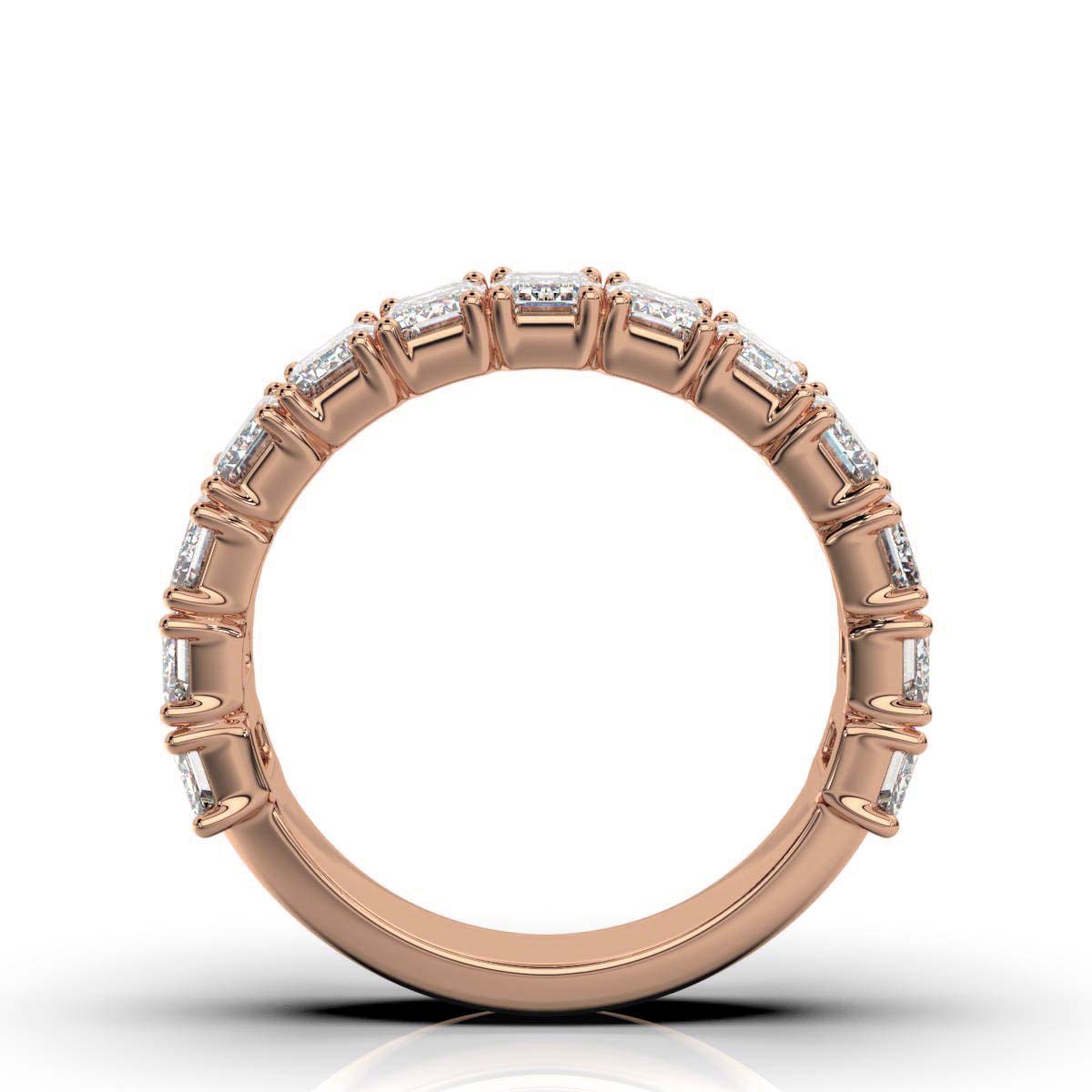 3.77 CTW Emerald-Cut Diamond Shared-Prong Half-Eternity Band in 18K Rose Gold Ring