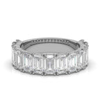 3.77 CTW Emerald-Cut Diamond Shared-Prong Half-Eternity Band in 14K White Gold Ring