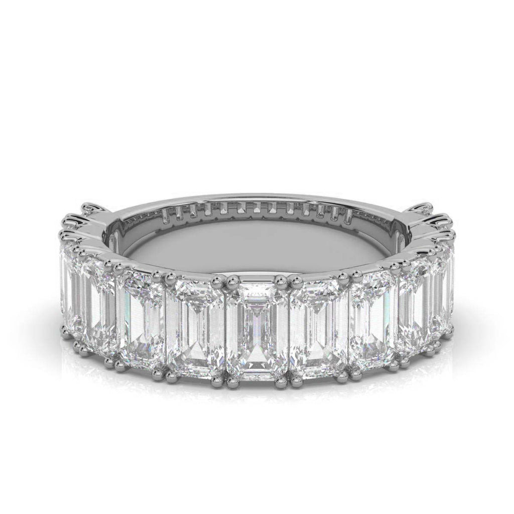 3.77 CTW Emerald-Cut Diamond Shared-Prong Half-Eternity Band in 14K White Gold Ring