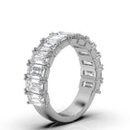3.77 CTW Emerald-Cut Diamond Shared-Prong Half-Eternity Band in 14K White Gold Ring