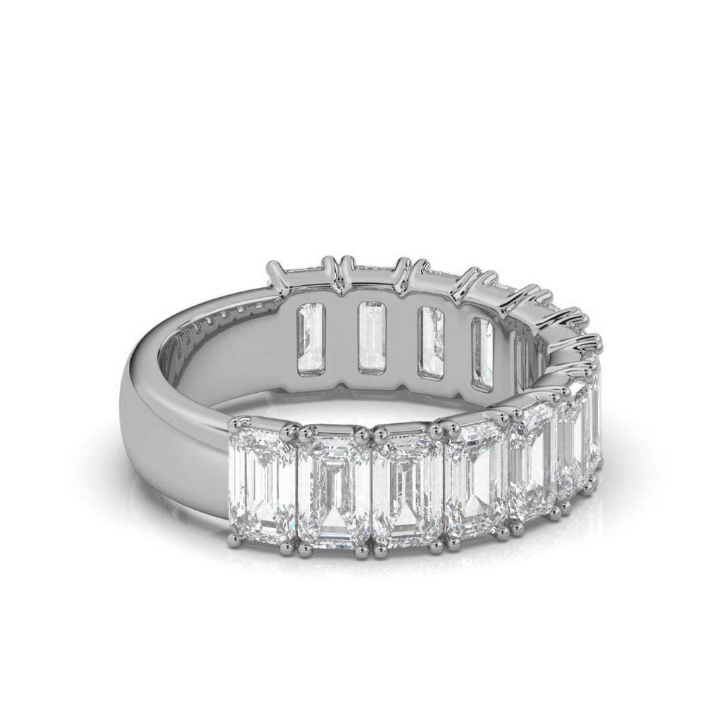 3.77 CTW Emerald-Cut Diamond Shared-Prong Half-Eternity Band in 14K White Gold Ring