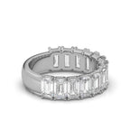 3.77 CTW Emerald-Cut Diamond Shared-Prong Half-Eternity Band in 14K White Gold Ring