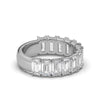 3.77 CTW Emerald-Cut Diamond Shared-Prong Half-Eternity Band in 14K White Gold Ring