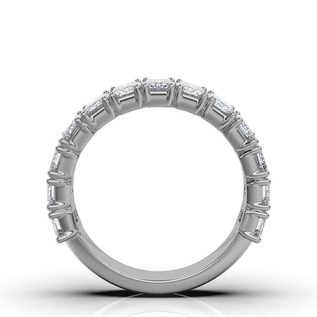 3.77 CTW Emerald-Cut Diamond Shared-Prong Half-Eternity Band in 14K White Gold Ring