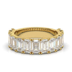 3.77 CTW Emerald-Cut Diamond Shared-Prong Half-Eternity Band in 18K Yellow Gold Ring