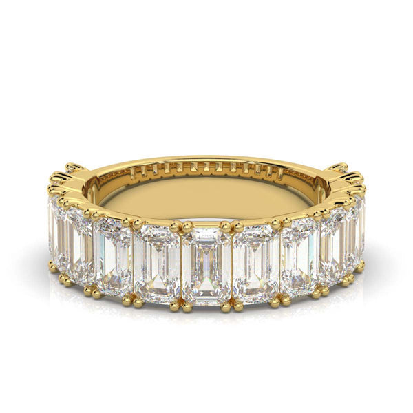 3.77 CTW Emerald-Cut Diamond Shared-Prong Half-Eternity Band in 18K Yellow Gold Ring