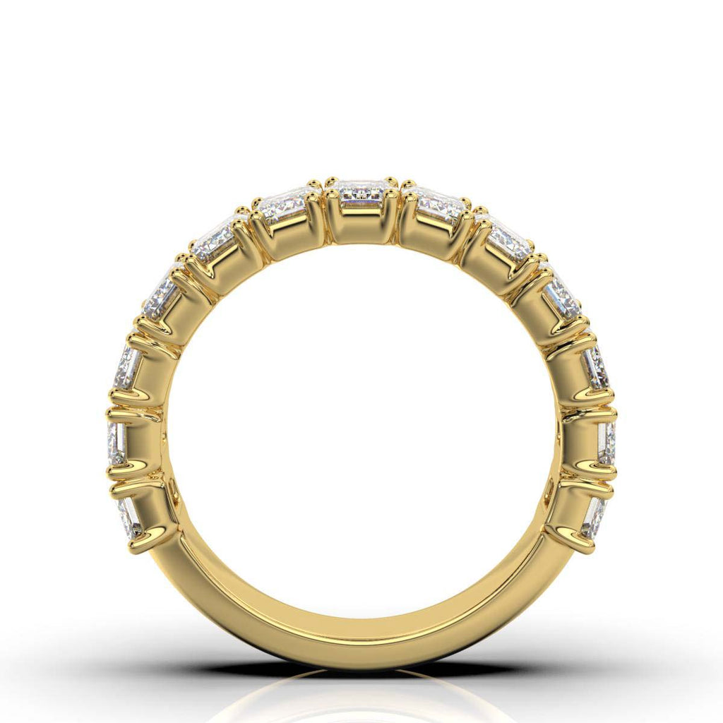 3.77 CTW Emerald-Cut Diamond Shared-Prong Half-Eternity Band in 18K Yellow Gold Ring