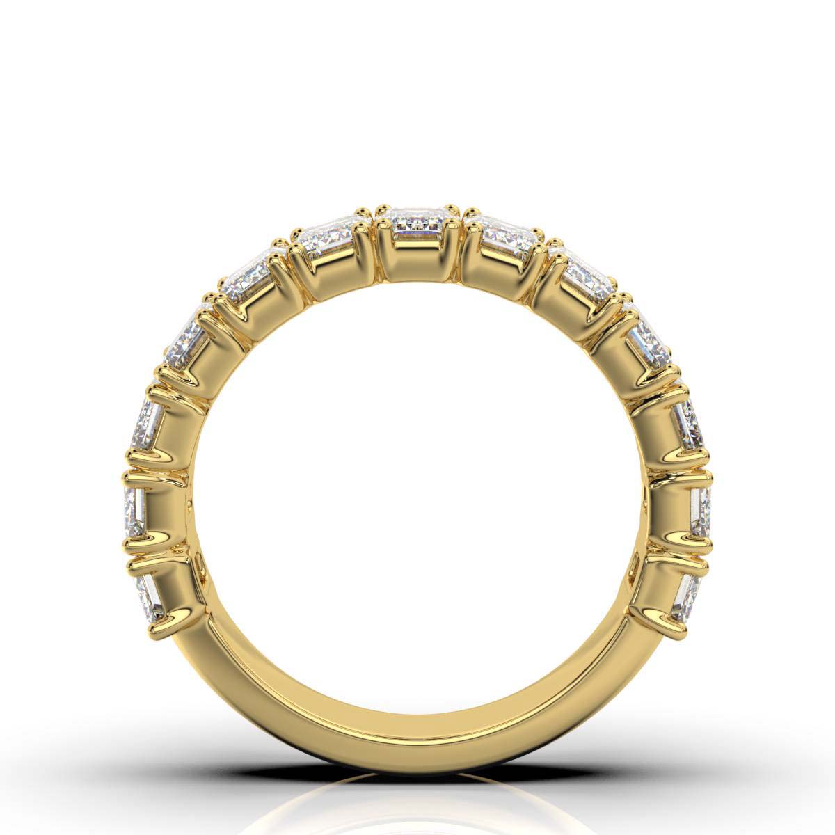3.77 CTW Emerald-Cut Diamond Shared-Prong Half-Eternity Band in 18K Yellow Gold Ring