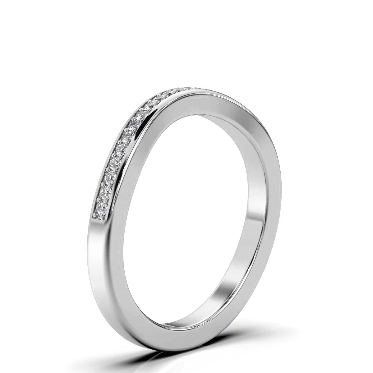 The Gentle Arc: 0.12 CTW Contoured Diamond Nesting Band 14K-18K Gold/Platinum Ring