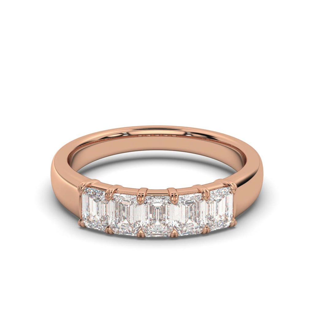 1 CT Emerald-Cut Lab Grown Diamond Wedding Band in 14K Rose Gold