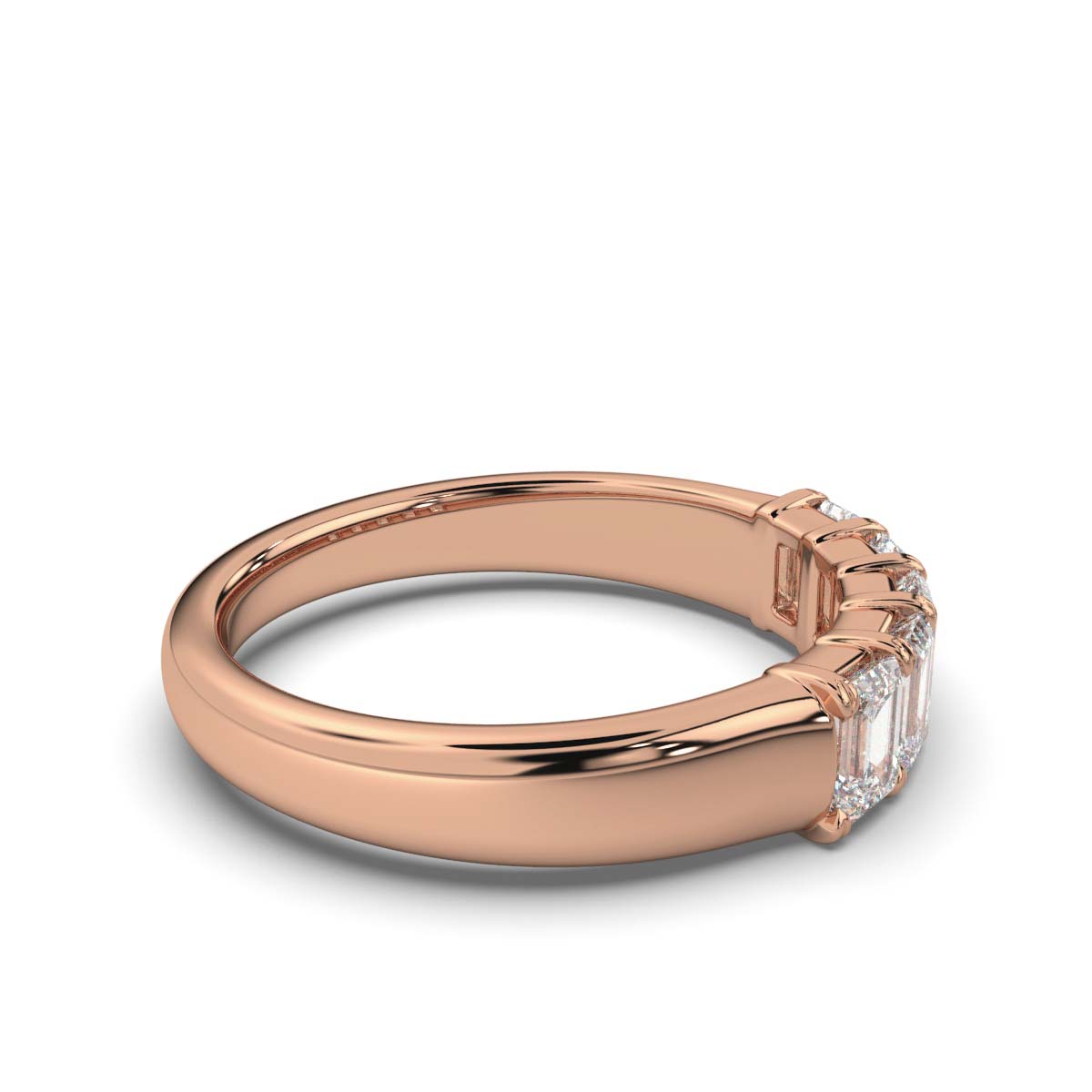 1 CT Emerald-Cut Lab Grown Diamond Wedding Band in 14K Rose Gold