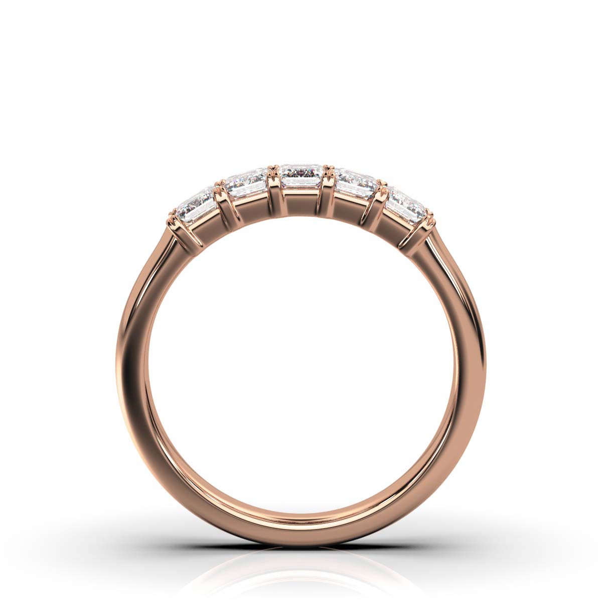 1 CT Emerald-Cut Lab Grown Diamond Wedding Band in 14K Rose Gold