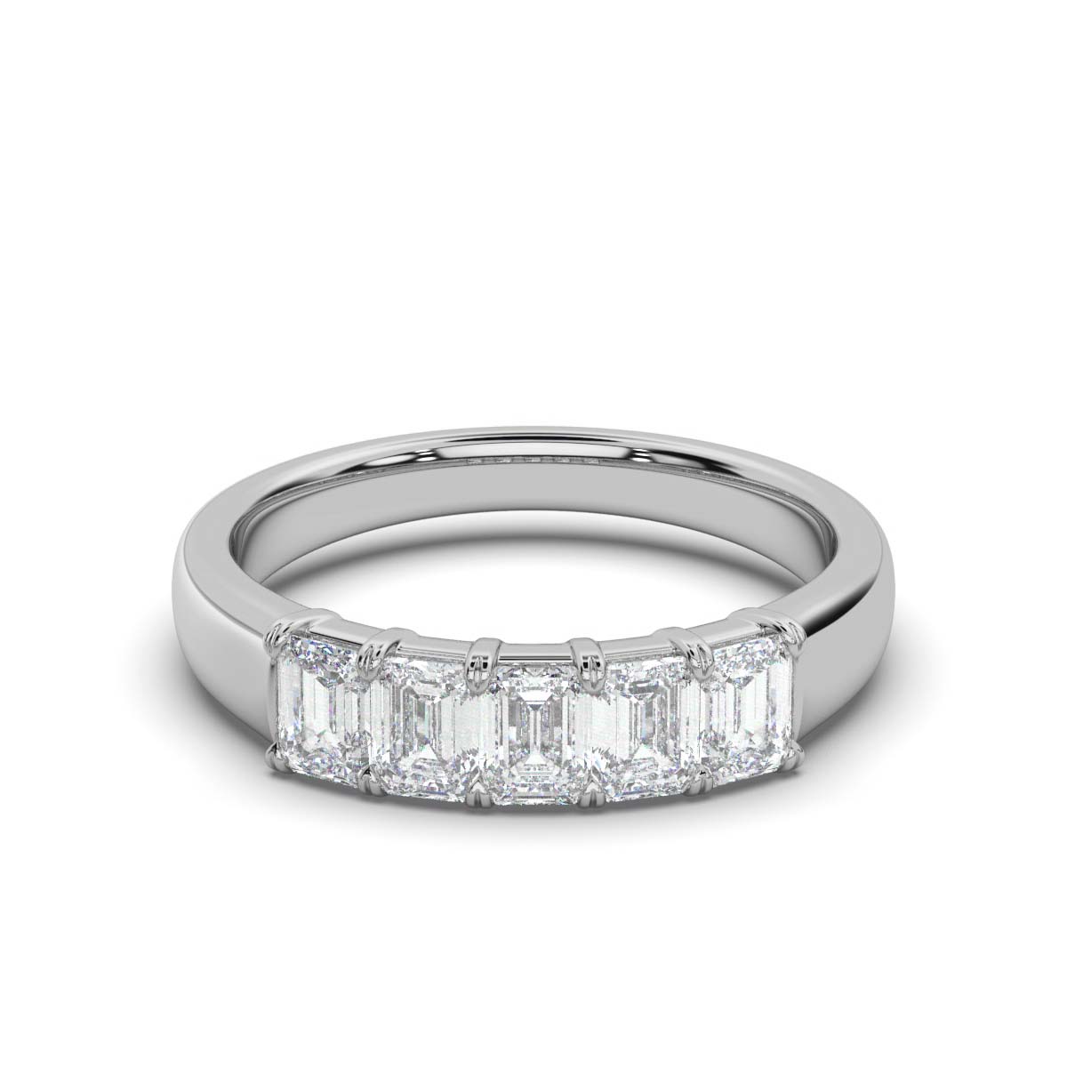 1 CT-10CT Emerald-Cut Lab Grown Diamond Wedding Band in Platinum