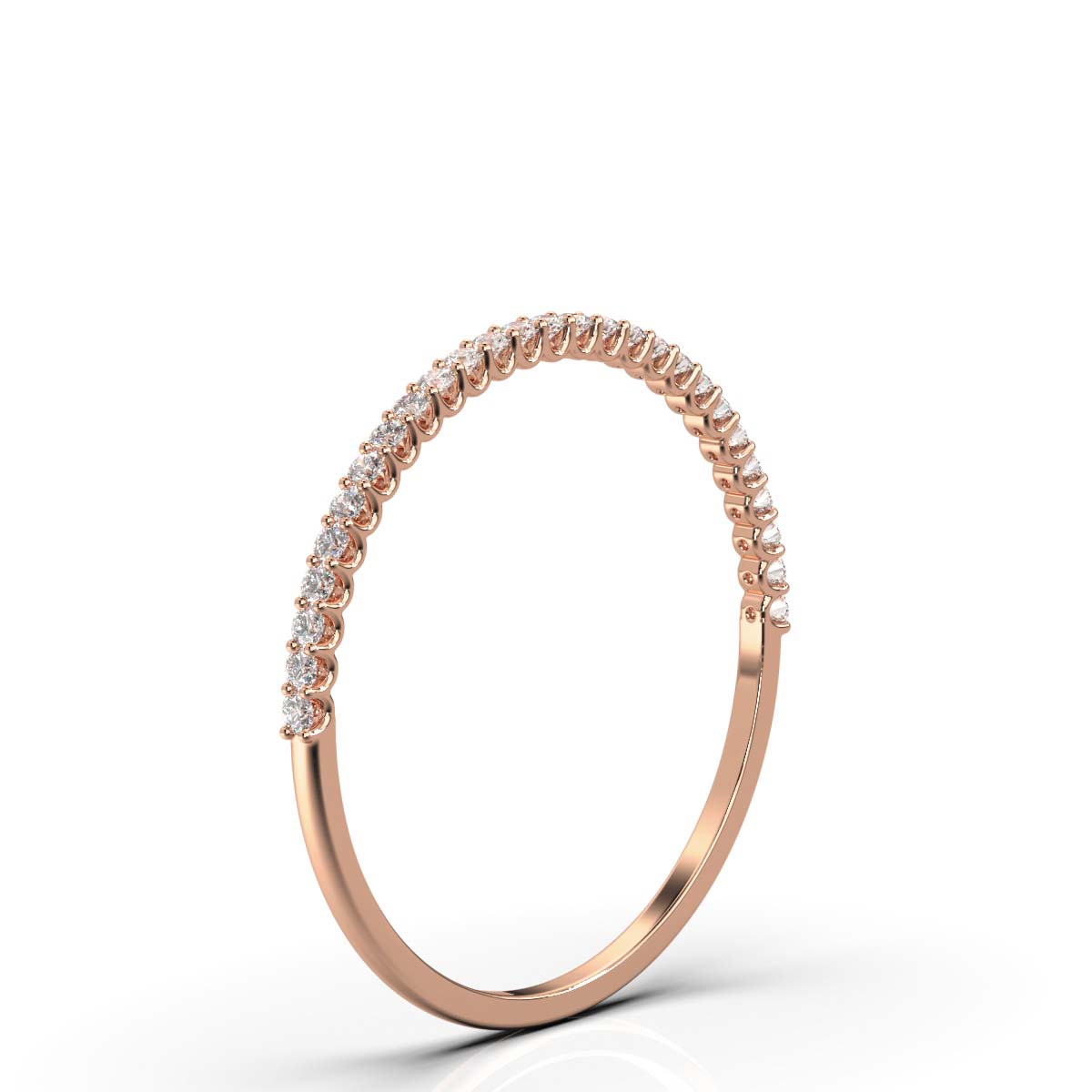 0.20-6 CTW Round Brilliant Cut Lab Grown Diamond Bubble Micro-Prong Stacking Band in 14K Rose Gold