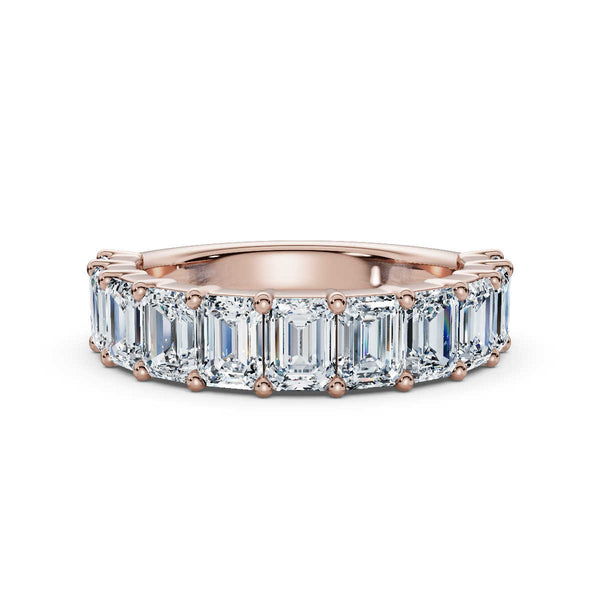 18K Rose Gold 2.20 CTW Emerald-Cut Lab-Grown Diamond Semi-Eternity Band Ring