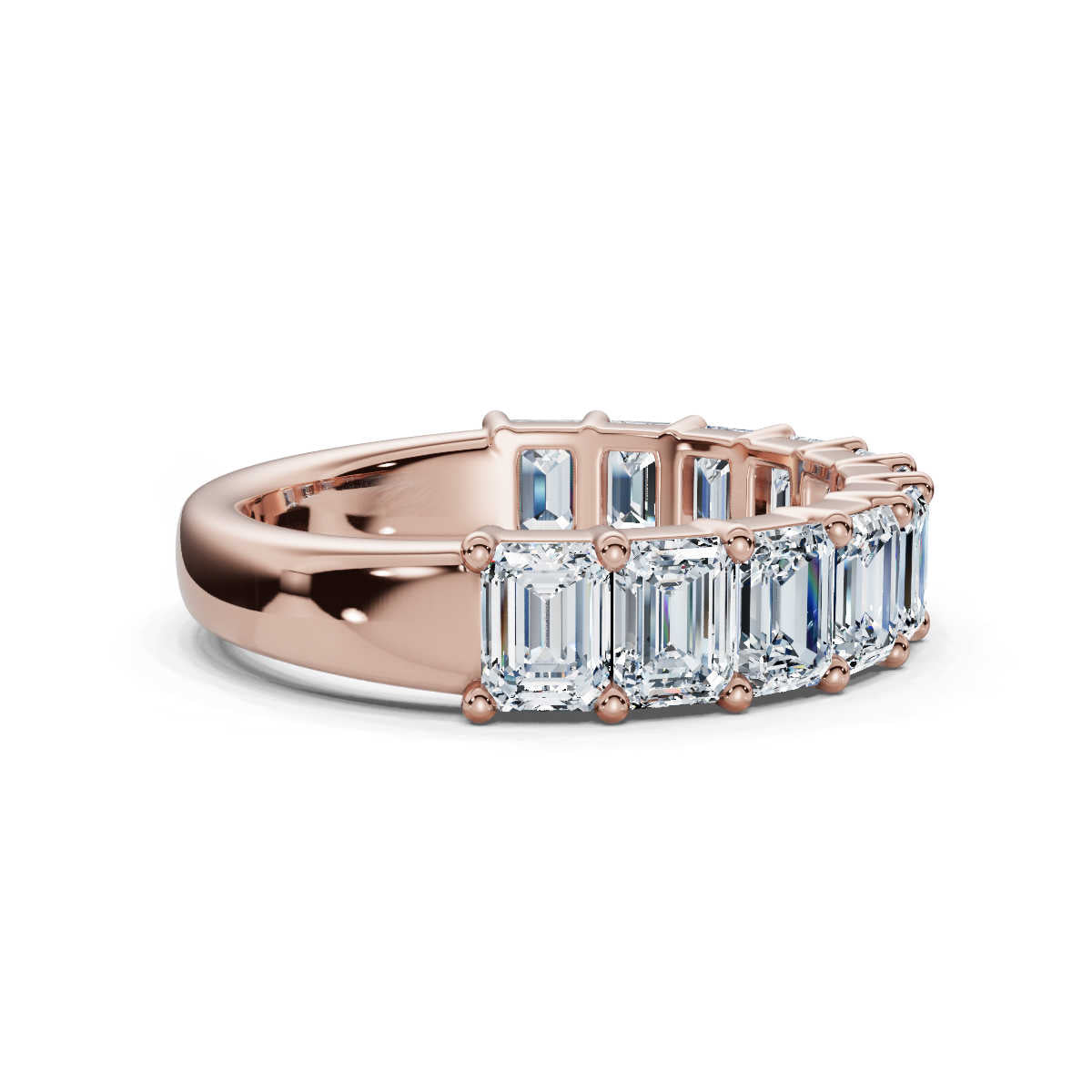 18K Rose Gold 2.20 CTW Emerald-Cut Lab-Grown Diamond Semi-Eternity Band Ring
