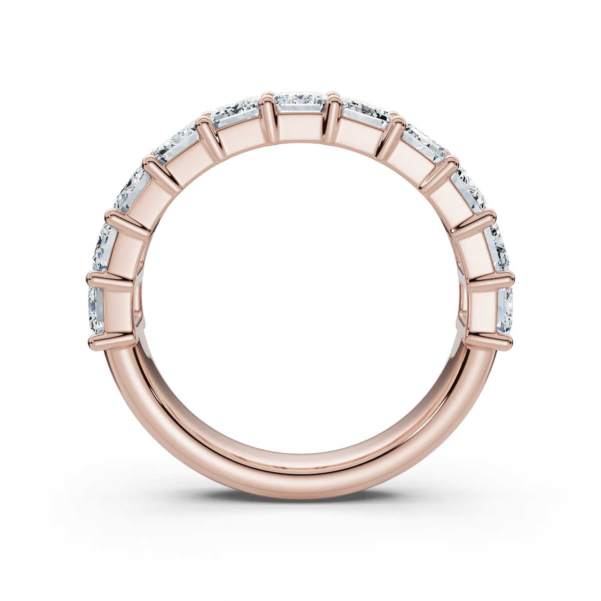 18K Rose Gold 2.20 CTW Emerald-Cut Lab-Grown Diamond Semi-Eternity Band Ring